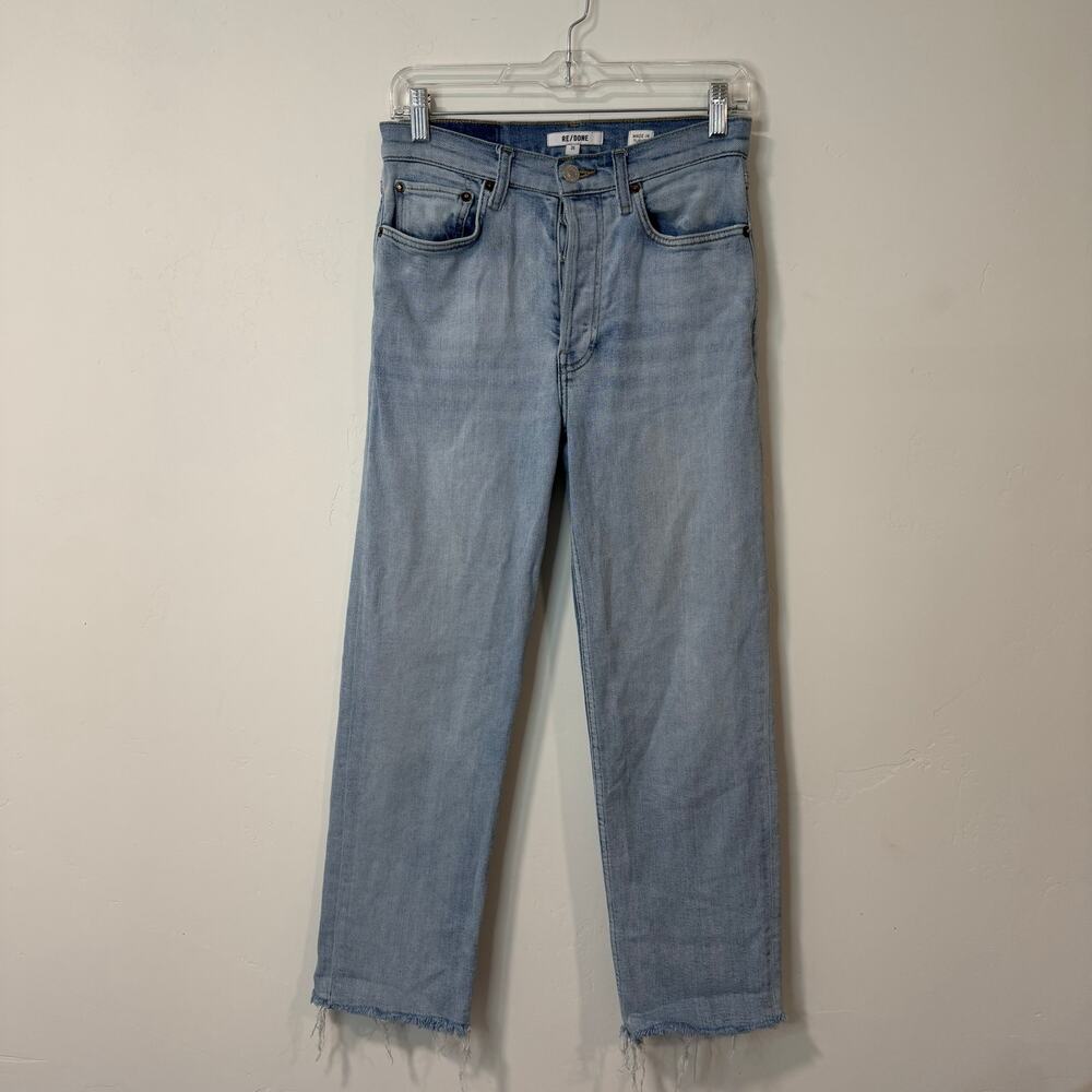 RE/DONE Women's Jeans 70s Stove Pipe High Rise Light Blue Wash 26 Straight
